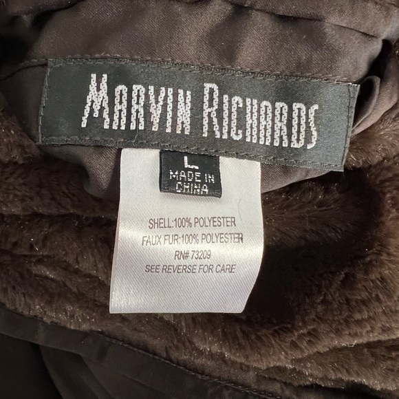 Brown silky jacket with faux fur - Picture 7 of 7